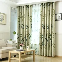 1PC Rural Wind Leaves  Shading Curtains Small Fresh Black Silk Curtains 1