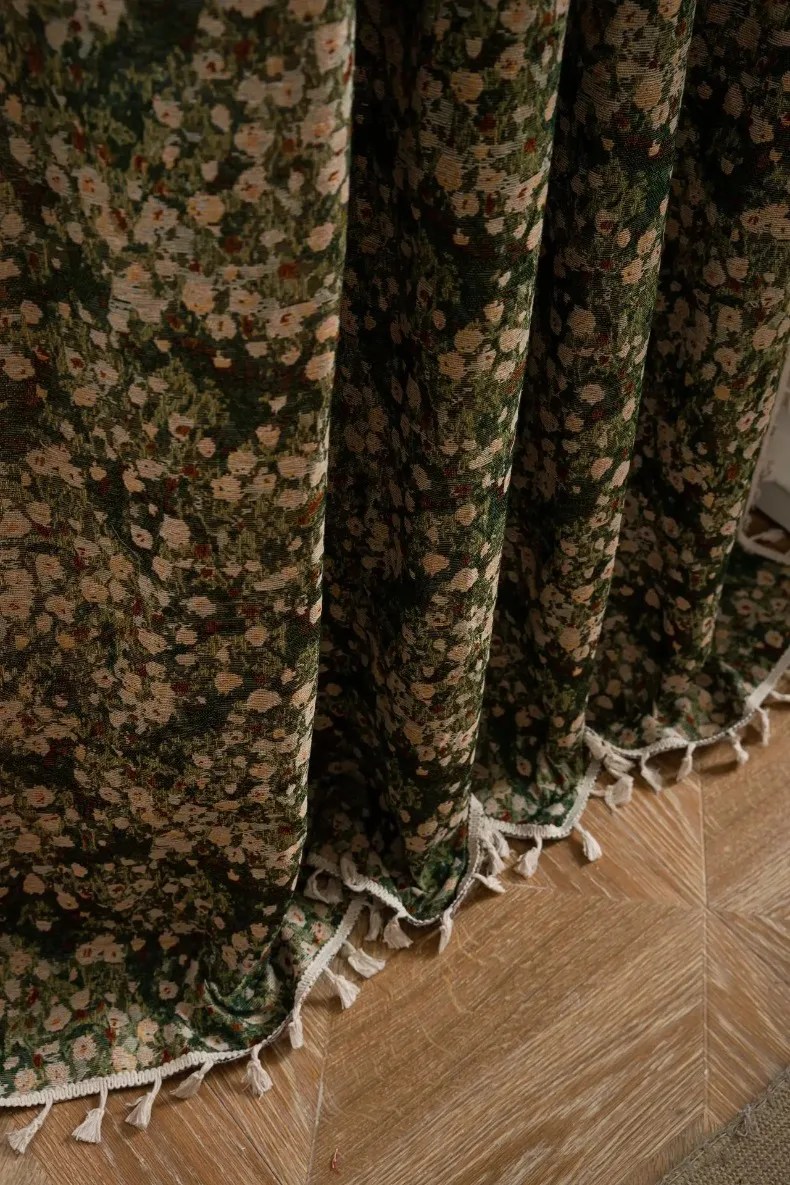 French Vintage Floral Tapestry Curtain detail