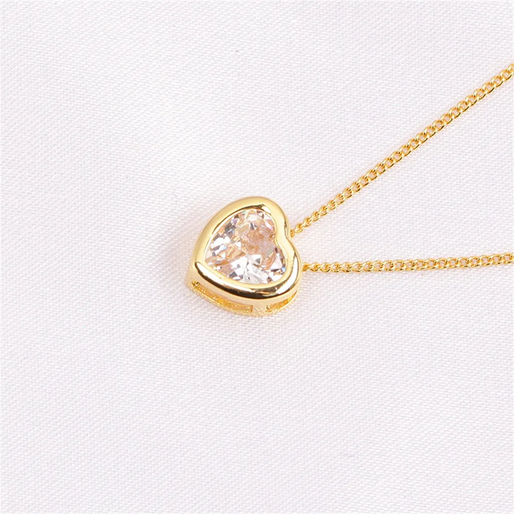 

14K Gold Injected Empty Holder Plating with True K Gold Craft Love Zircon Necklace Pendant DIY Accessories Temperament Female