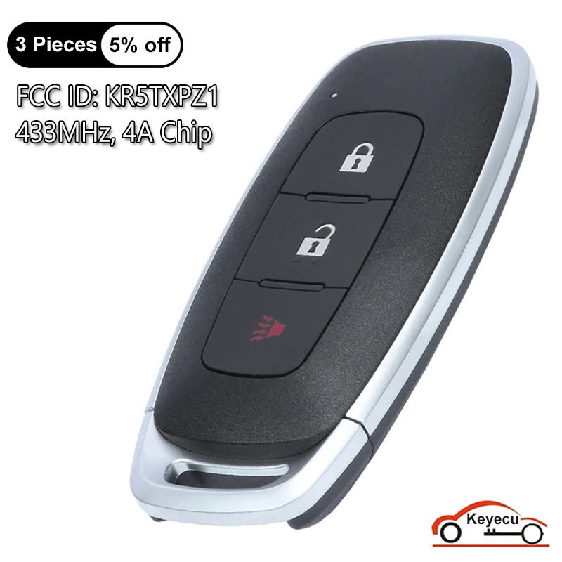 Keyecu 3 Pulsanti 433Mhz 4A Chip Per Nissan Ariya Pathfinder Calci Rogue 2022 2023 Auto Smart Remote Control Key Fob Muslimah