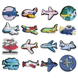 Wholesale 1pcs PVC Shoe Accessories for Crocs Charms Plane Aircraft Badge Women Sandals Buckle Kids Pins Men Decoration Jeans