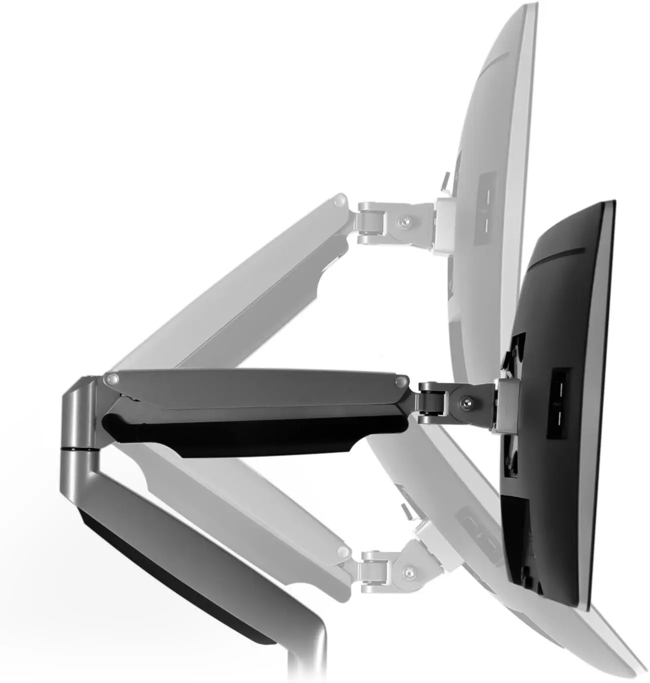 (MI-1772) Dual Monitor Arm Mount Desk Stand Two Articulating Gas Spring Height Adjustable Arms | Fits Up To 32" VESA 75 100