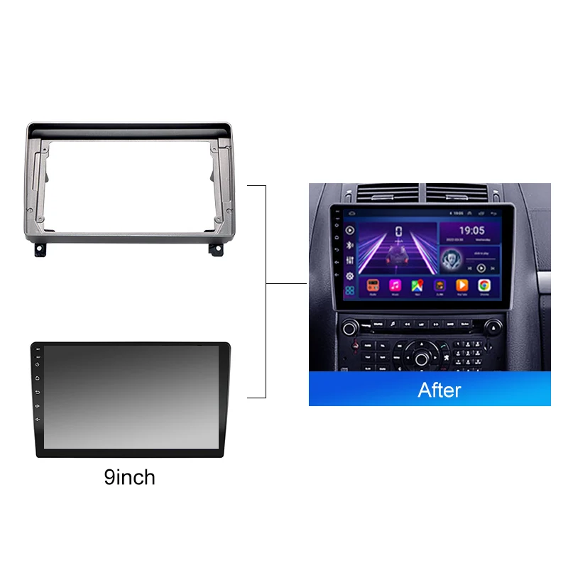 Facia Tableau De Bord Double DIN Noir Pour Citroën C5 2004-2008 Et Peugeot 407 - Compatible Autoradios 2 DIN, Matériau ABS | Installation Plug And Play