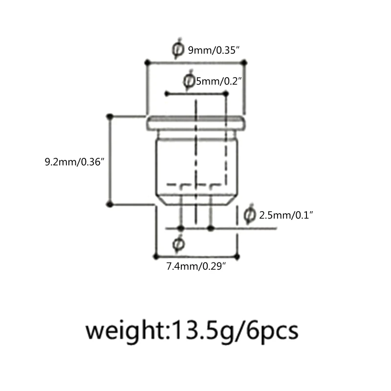 6 Pcs Guitar Bass Through Body String Ferrules Top Mounting String Ferrules for Electric Guitar Replacement Part G99D
