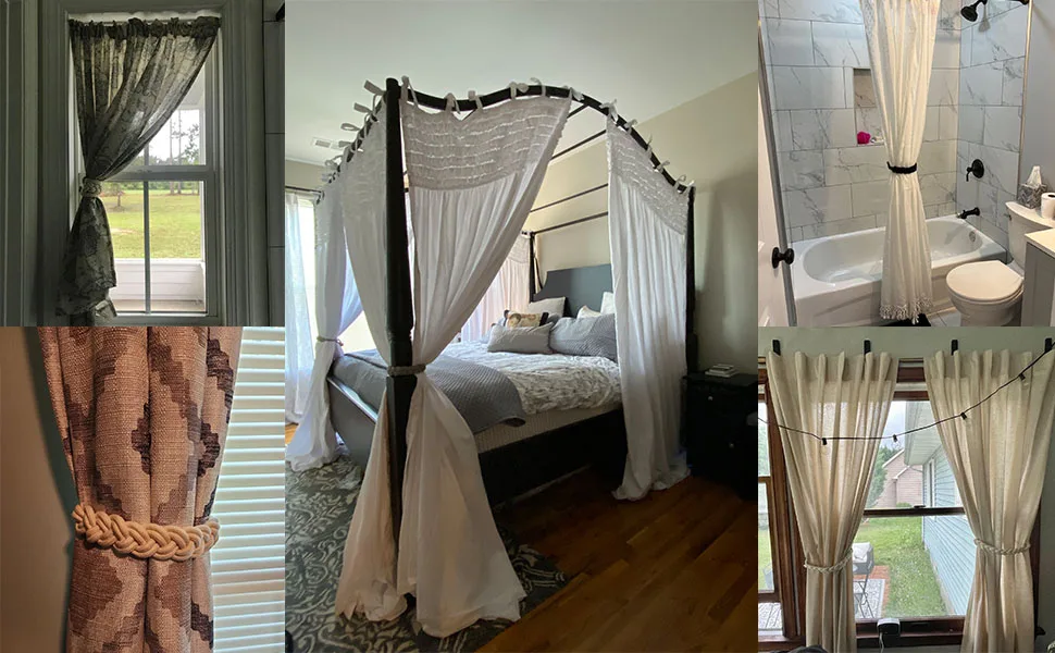 Description Picture 3 of item1Pc Handmade Magnetic Curtain Tieback Room Accessories Curtain Holder Clip Cotton Rope Strap Buckle Curtains Holdback Home Decor