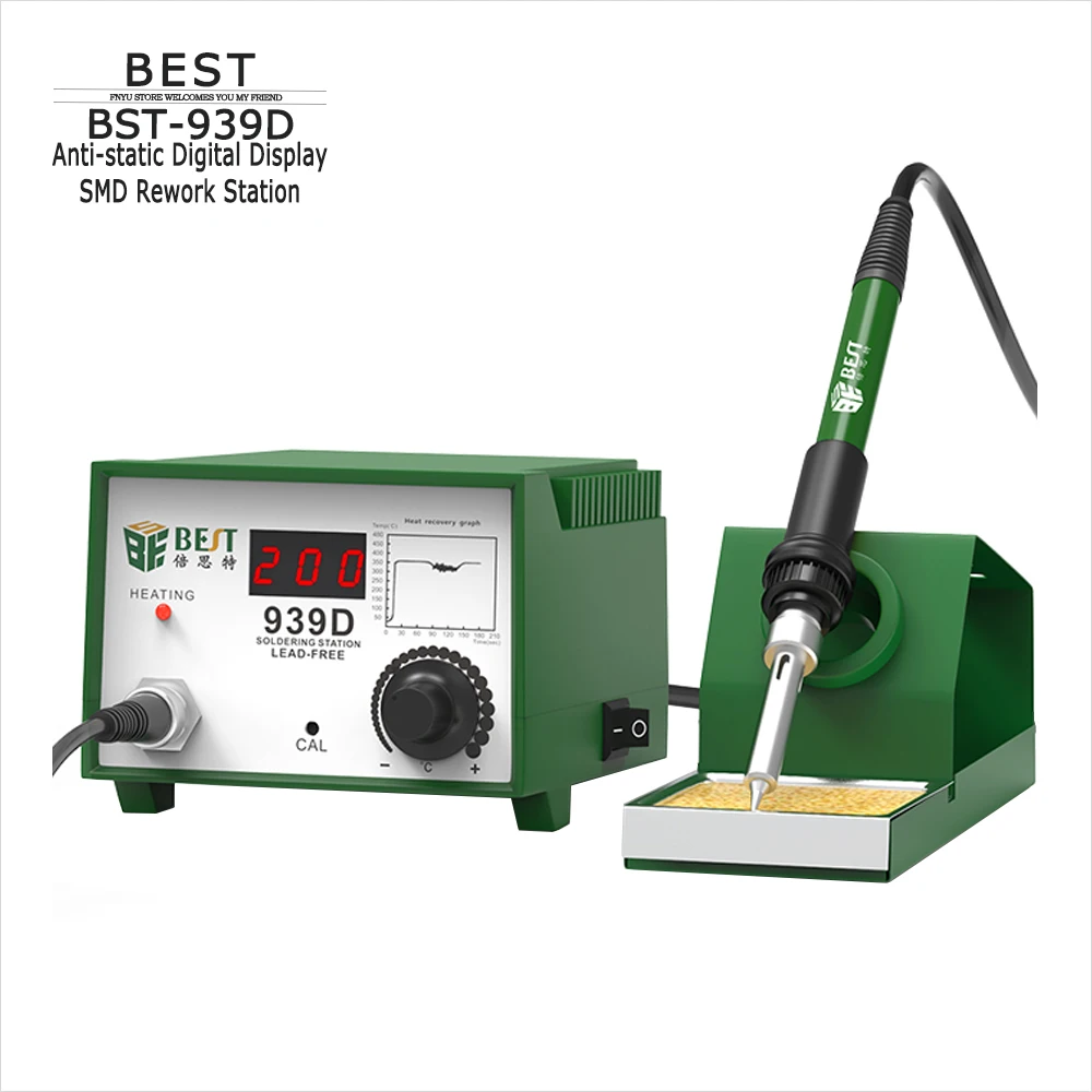 

SMD Rework Station BST-939D 75W Anti-static Intelligent Digital Display Thermostatic Welding Table for PCB Solder Repair Tool