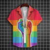 Rainbow Print Pride Month Party Summer Fashion Men's Casual Short Sleeve Shirts Casual Daily Wear Loose Oversized Top Size S-5XL 1