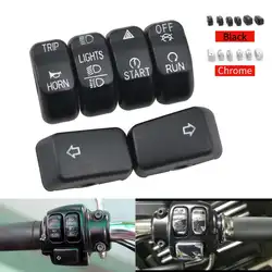 Motorcycle Switch Cap Kit Hand Control Switch Housing Button Cover For Harley Sportster XL 883 1200 14+ Dyna 12-17 Softail 11-15