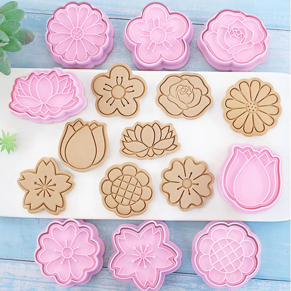 8 Emporte-pièces Fleur 3D Avec Poussoir – 8 Styles, Neuf, Lavable Main