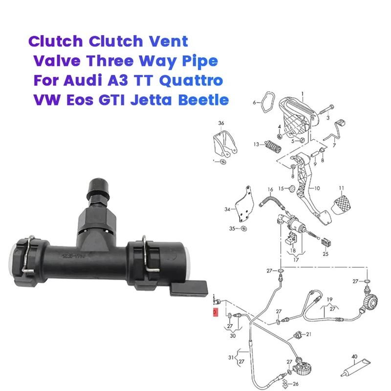 

Автомобильный клапан сцепления, трехходовая труба 1J0721468E для A3 TT Quattro VW Eos GTI Jetta Beetle 1J0721468C
