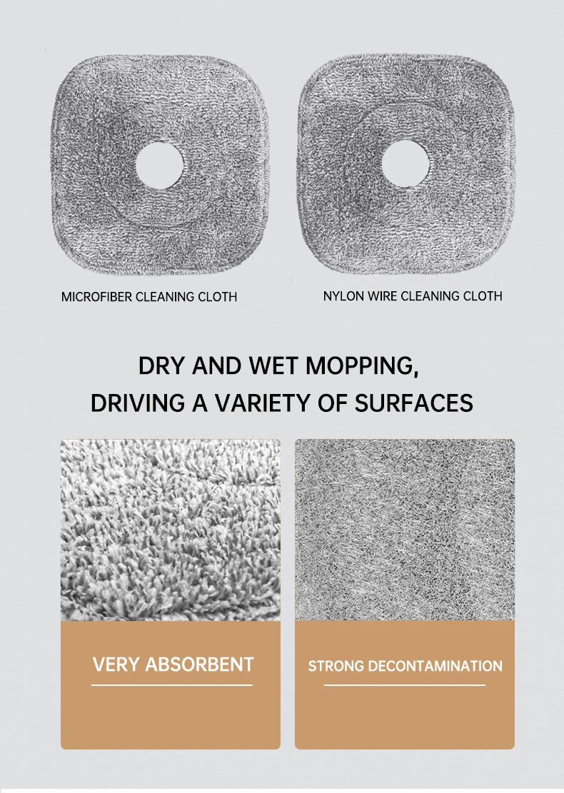 Mop Floor Clean Mop Household Hand-Free Rotary Mop Cleaning Hand Pressure Water-Absorbing Wet And Dry Dual-Use Flat Top Mop Set