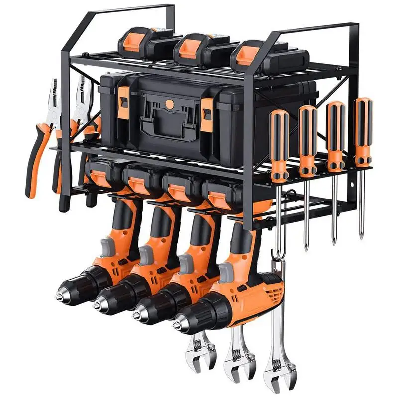 3 Strati Hand Power Tool Organizer Rack Montaggio A Parete Officina Garage Mobile Tool Shelf Portautensili Per Trapano Elettrico Per Impieghi Gravosi