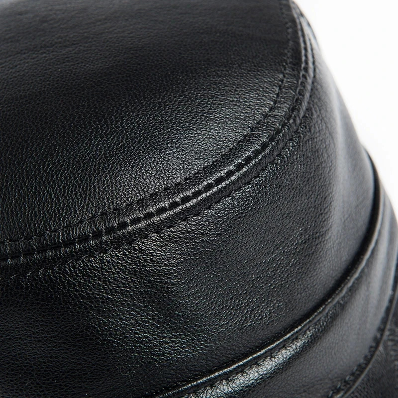 Baseball Cap Cap For Middle Aged And Old People Winter Genuine Leather Patchwork Men Golf Peaked Dome Hats Male Letters