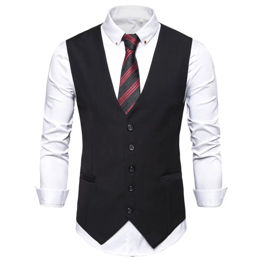 Men's Large Size Korean Version Slim-fit Suit Waistcoat Men's Wedding Business Vest British Casual Clip Fashion Men 4