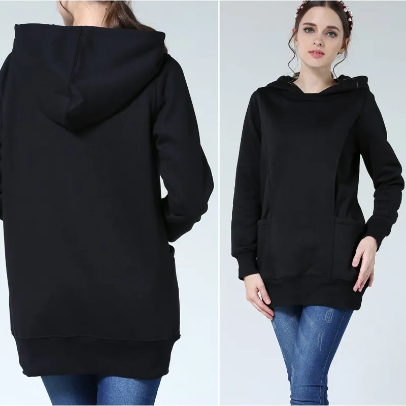 Winter Maternity Clothes Fleece Breastfeeding Hoodie Women Pregnant Jumper Pregnancy Clothing Sweater Large Size
