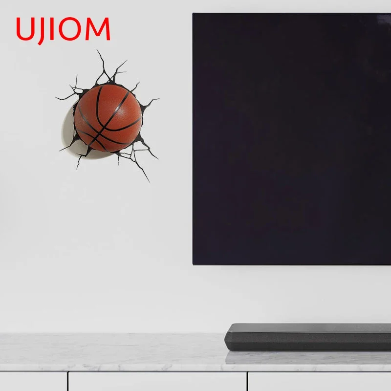 UJIOM 13cm x 10.2cm Basketball Crack Wall Sticker Scratch Proof Anime Decal Personality Funny Bathroom Home House Decoration