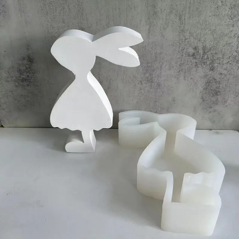 

Rabbit Candle Mold DIY Silicone Eproxy Resin Ornament Multifunctional Creative Animal FondantCement Mold For Home DecorAccessory