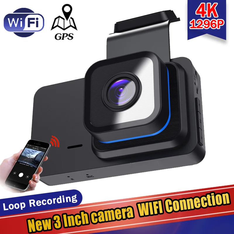 Wifi Car Dvr Schermo Da 3.0 Pollici 4K E 1296P Dual Lens Vista Posteriore Dash Cam Videocamera Per Veicoli Videoregistratore Monitor Di Parcheggio 24 