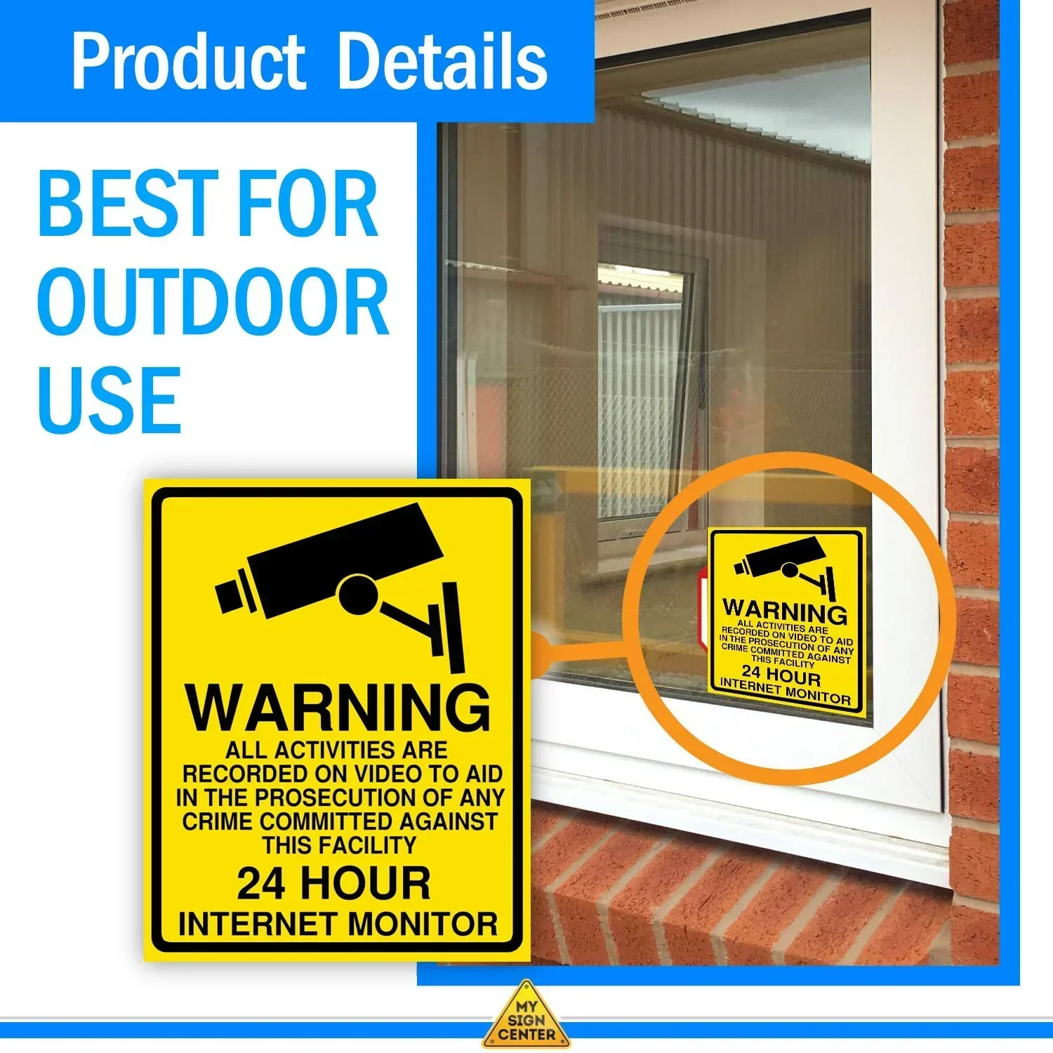 Warning Sticker PVC Camera Alarm Sticker Waterproof Sunscreen Home CCTV Video Surveillance Security Decal Signs 1/3/5pcs