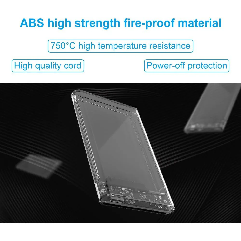 USB 3.0 External Hard Drive Enclosure 2.5 inch SATA to USB3.0 UASP Clear Portable Hard Drive Case 2T HDD Tool-Free Transparent — view 4