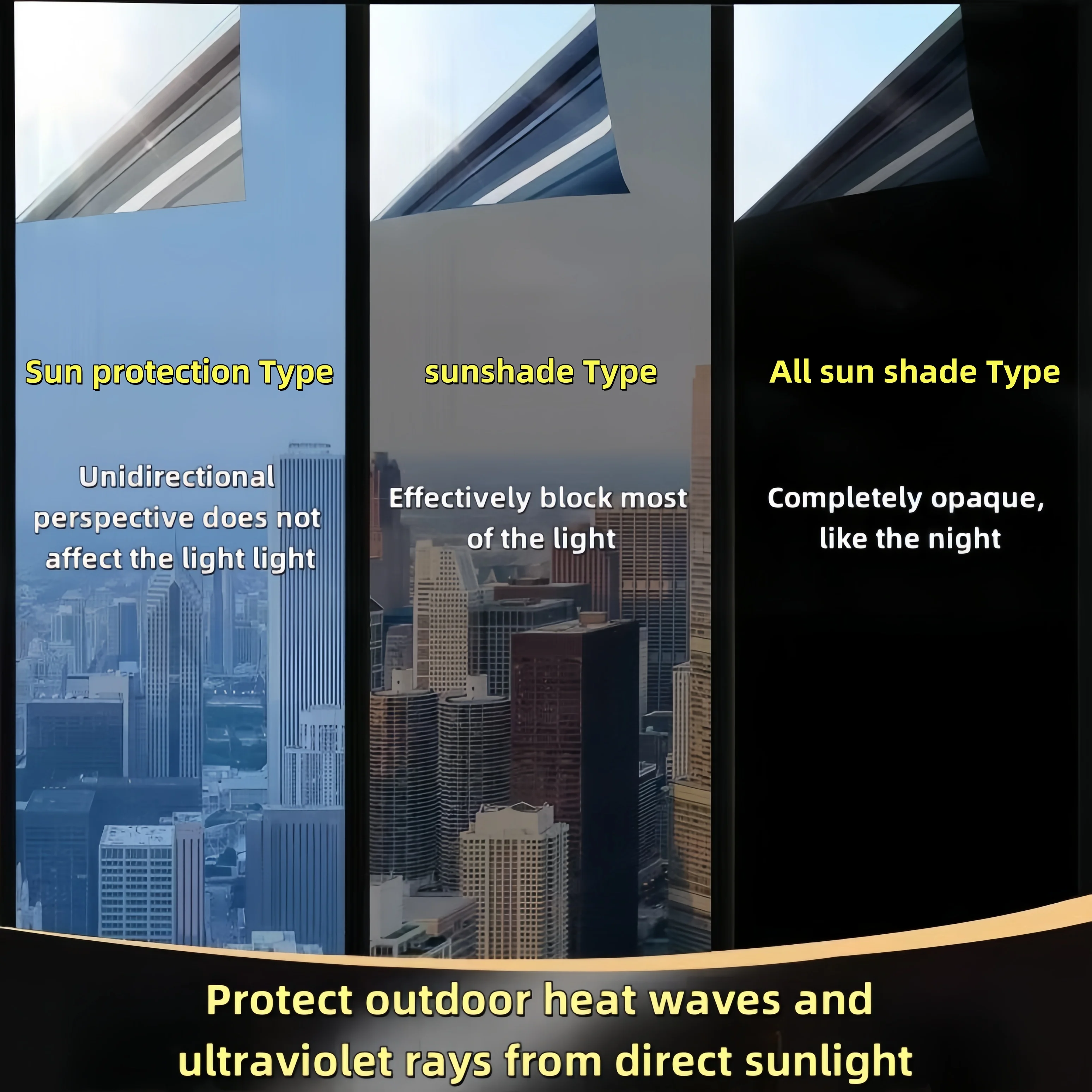 One-Way Perspective Glass Window Sticker Insulating Window Film Privacy Film Isolation 99% Uv Mirror Reflection