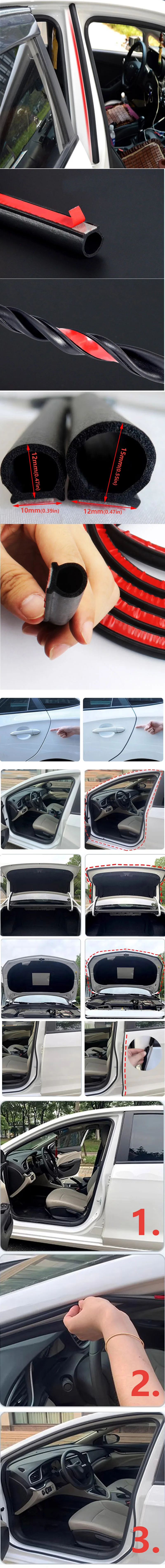 Autotür-Dichtungsstreifen 1/3/6m Auto-Gummidichtung D-Typ Isolierung Anti-Staub Schalldämmung Autofenster-Wetterschutzstreifen Gummidichtungen – Detail 1