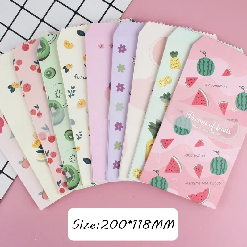 Nostalgic wallets Envelopes Vintage cowhide Fruit vegetable envelope Child Printing Romantic Cartoon Pattern Paper 20*12CM 20Pcs kraft paper envelopes mailing envelopes