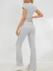 European and American Women's Spring Summer Casual Solid Color Slim Fit Short Sleeved Pants Set 4