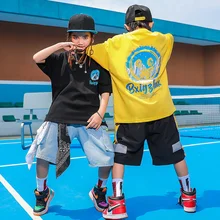 

Children's hip hop hip hop hip hop trendy clothes boys and girls' jazz dance clothes Summer Boys' walk show performance clothes
