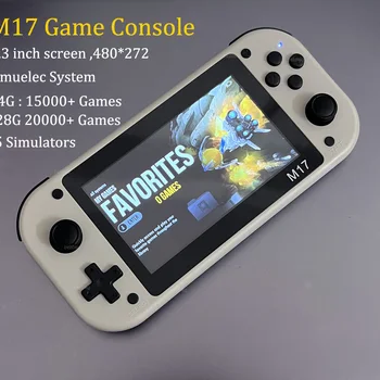 M17 휴대용 게임 콘솔, 레트로 비디오 게임 15000 + 게임, 4.3 인치 화면, Emuelec 에뮬레이터, 게임 콘솔, 64G, 128G