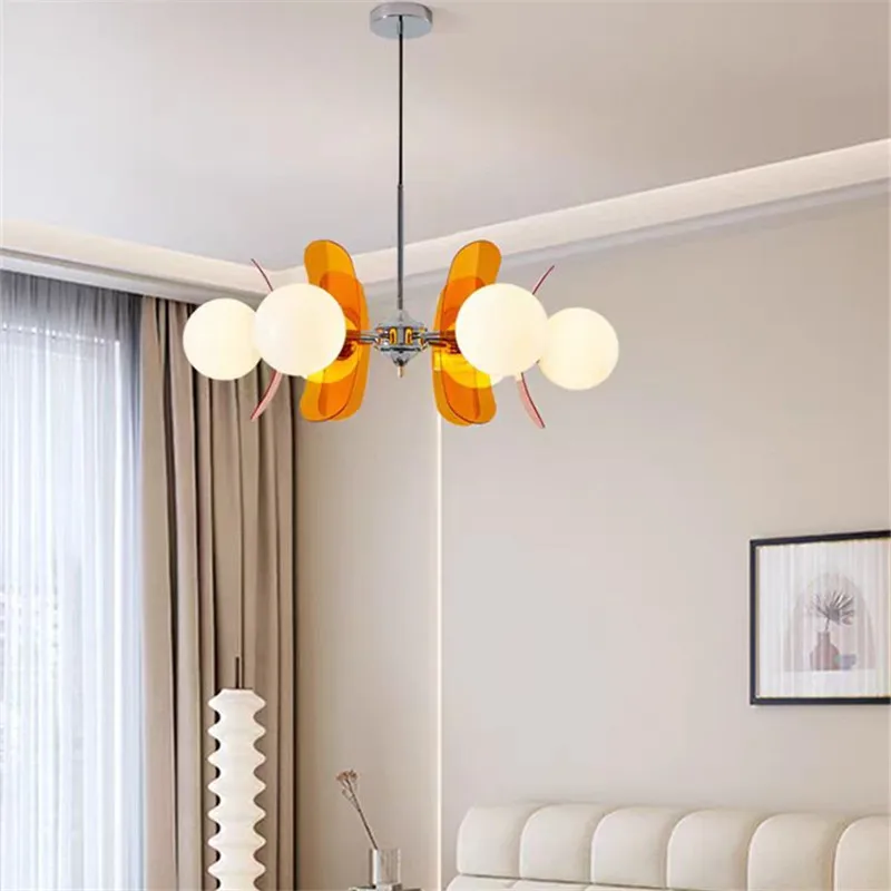 Phosphorescent Chandelier Bauhaus Colourful Acrylic multi-head light restaurant living room bedroom dining table art orange lamp 5