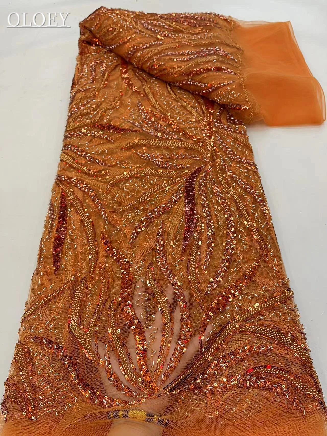 High-End High Quality Luxury French Embroidery Groom Lace Fabric African Nigerian With Sequins Fabric For Wedding Dress