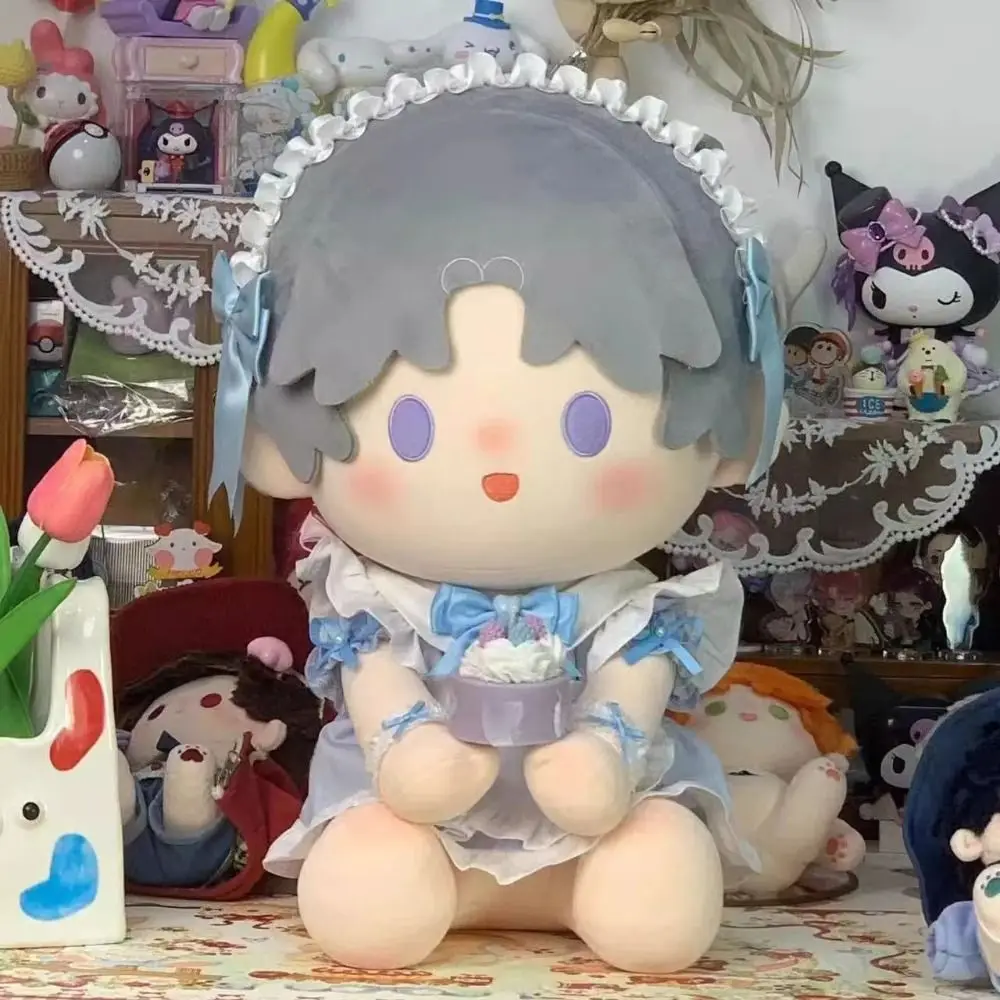 Anime Idol Doll Clothes for 40cm Maid Uniform White Puppy Apron Dress Suit Cute Plush Doll Clothes for Kids Girls Fans Gifts