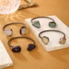 YEEVAA Vintage Style Adjustable Cuff Bracelet With Natural Amethyst, Citrine & Fluorite - Open Bangle For Women 2