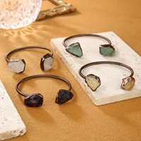 YEEVAA Vintage Style Adjustable Cuff Bracelet With Natural Amethyst, Citrine & Fluorite - Open Bangle For Women 2