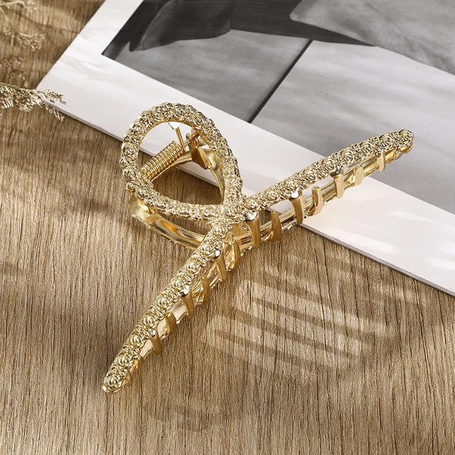 AWAYTR Rhinestone Metal Hair Claw Crab Clip For Women Girls Shiny Barrette Hairpin Crystal Pearl Hair Accessories Jewelry Gift CB1230A 11cm