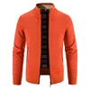 Men's Fleece Lined Thickened Stand Collar Open Cardigan Sweater Autumn Winter Fashion Knittedwear Warm Comfortable Male Outerwea
