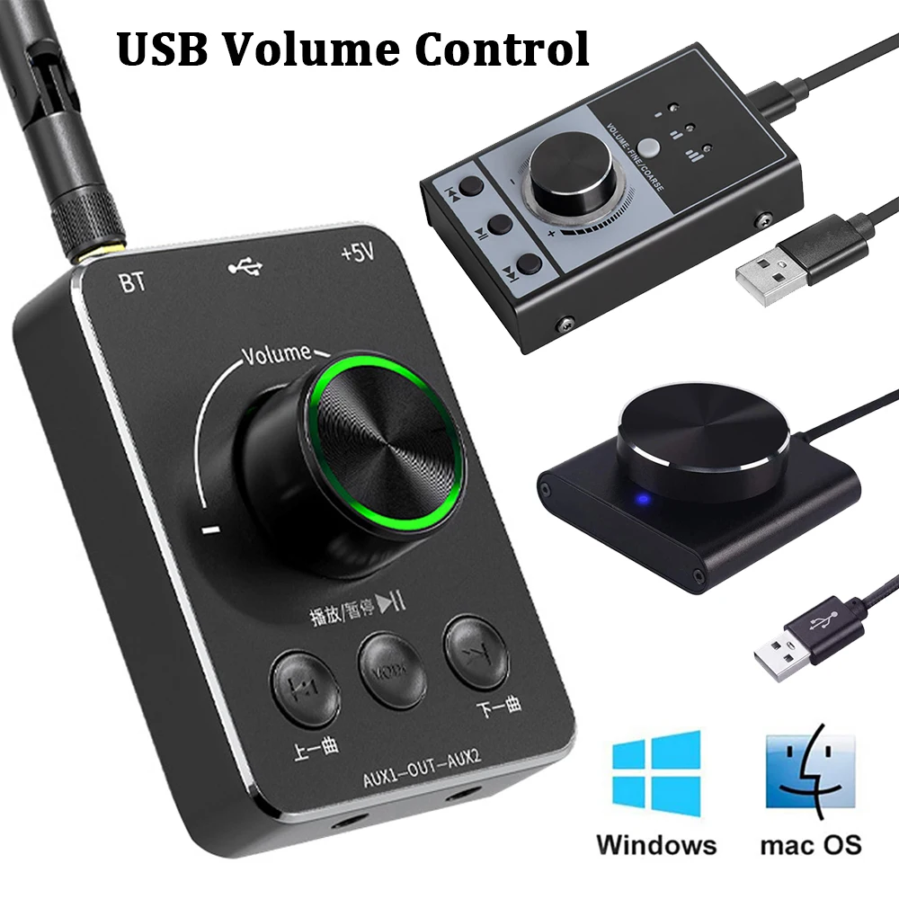 Contrôleur de volume USB, Carte son USB externe, Transmetteur Bluetooth  5.1, Sans pilote (pour Windows