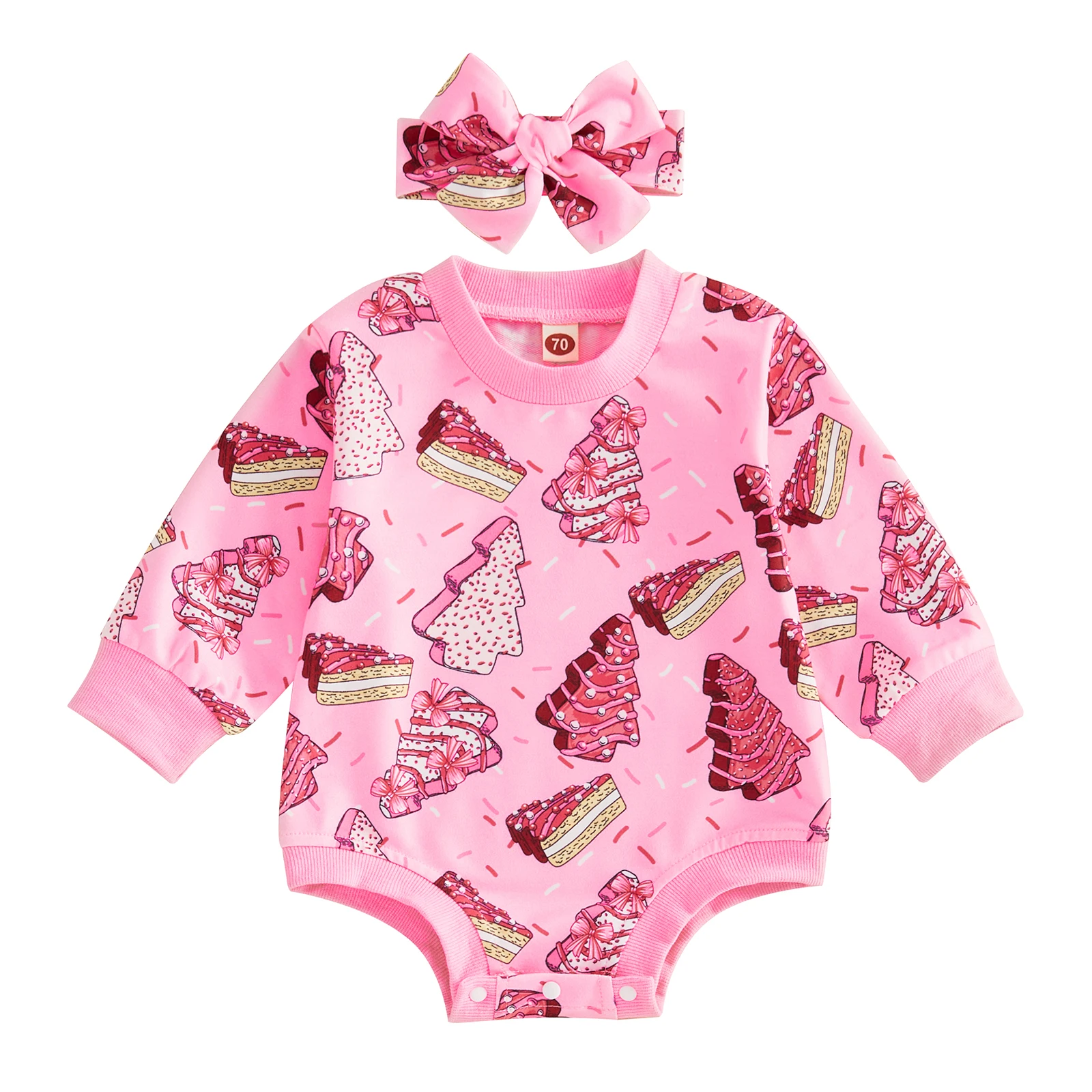 Toddler Baby Girls Fall Rompers Cute Christmas Tree Print Long Sleeve ...