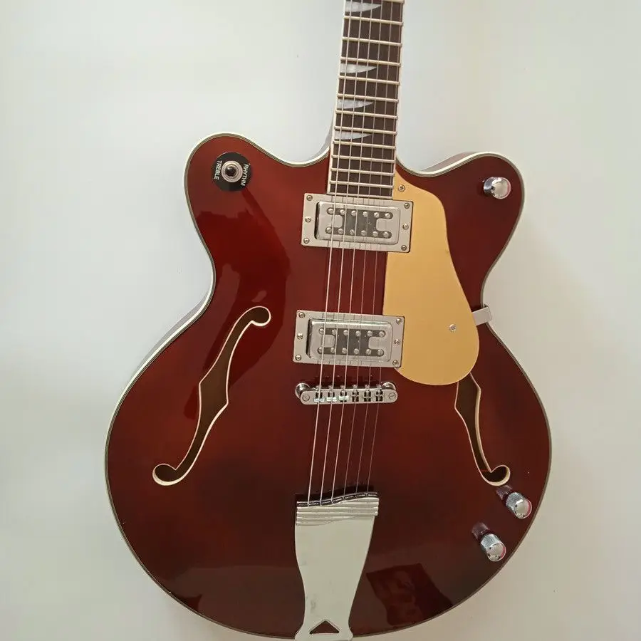 

Brown glossy 6-string Electric Guitar F hole Maple Semi-Hollow body Maple Neck Rosewood fingerboard