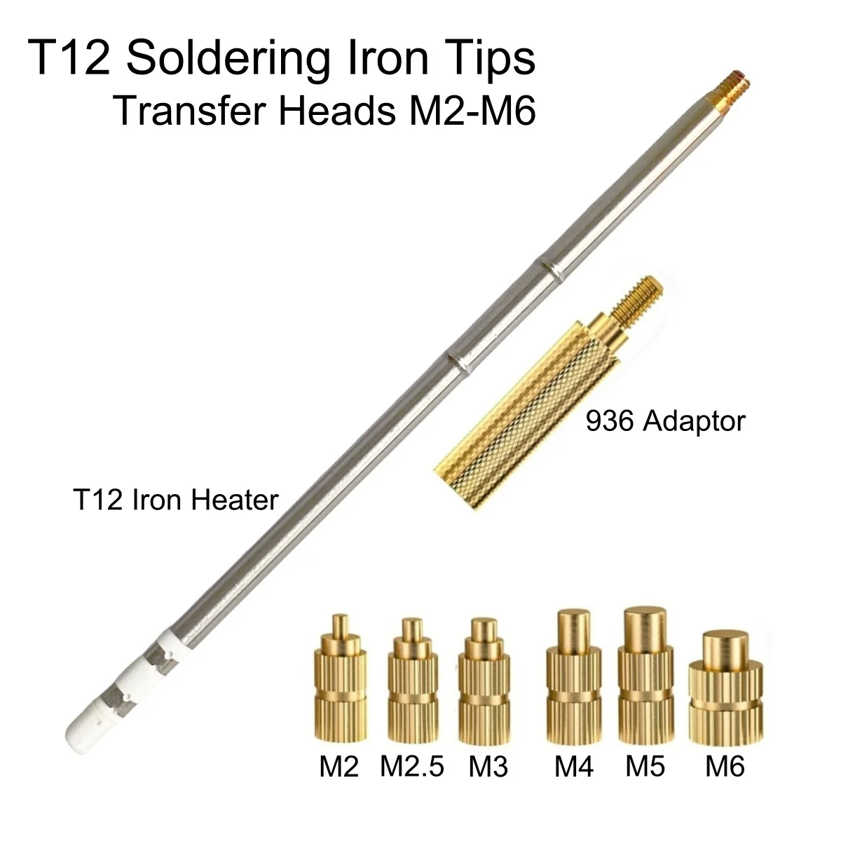 Heat Insert Nut Adaptor Tips for T12 Soldering Iron Hot Melt Nuts Embedded Insertion Indenter M2-M6 3D Print Accessories