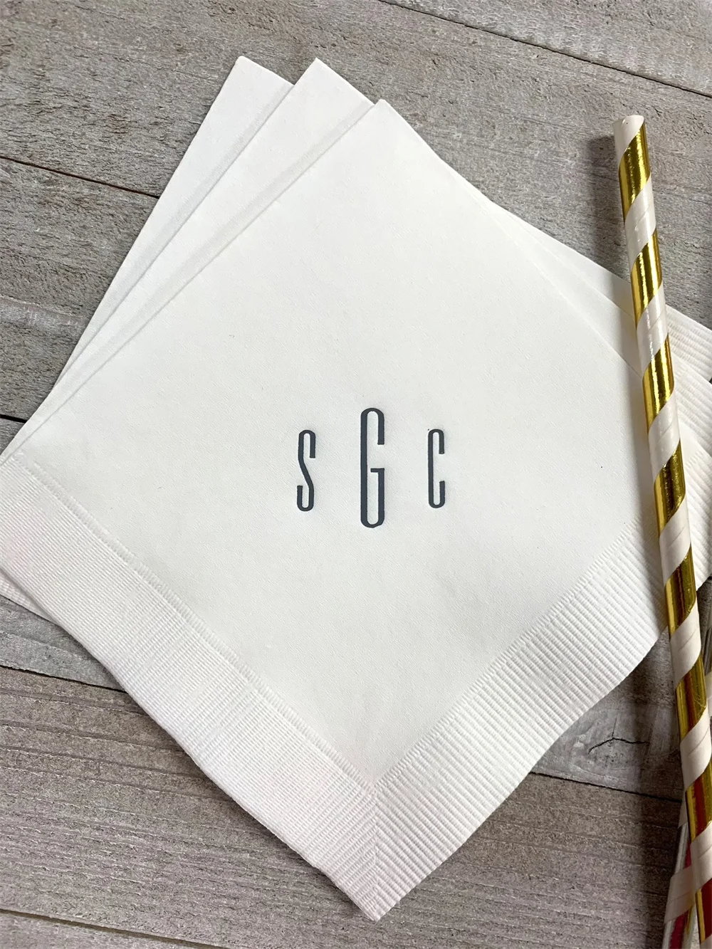 

50 Personalized Napkins Initials Monogram Paper Custom Printed Wedding Birthday Hostess Gift Beverage Cocktail Luncheon Dinner