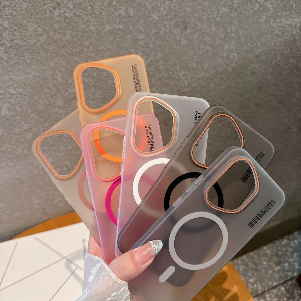 Translucent Frosted PC MagSafe Magnetic Phone Case with Wireless Charging Capability