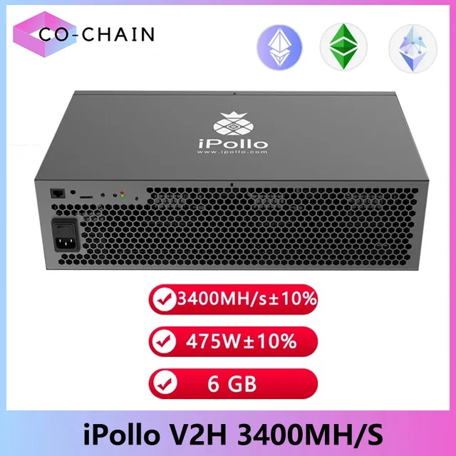 Новый майнер ETC iPollo V2H 3400Mh/s 475W EtHash алгоритм ipollo ETC ASIC Miner IPollo V2 Hydro ETC Mining ipollo ETC Coin Miner 1