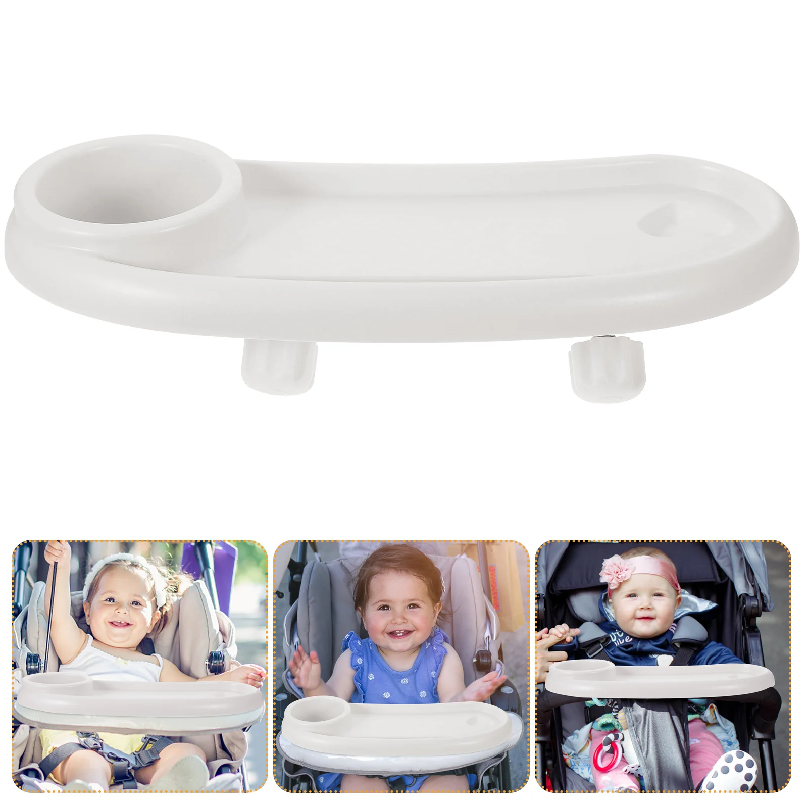 

Removable Stroller Tray Snack Pushchairs Drinks Holder Plastic Detachable Universal