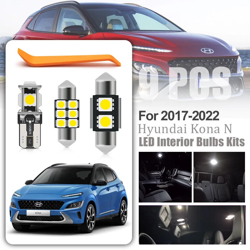 Per Hyundai Kona/ Kona N 2017-2022 Canbus Bianco Led Kit Luce Interna Mappa Cupola Specchio Vanity Vano Portaoggetti Boot Lampadine Targa