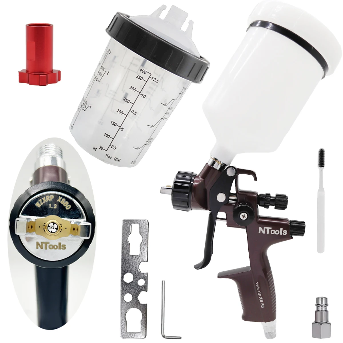 Narrow slit nozzle Pneumatic spray gun, 1.3mm, 600ml +400ml mixed ...