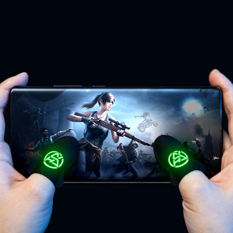 1 Pair Finger Cover Breathable Sweat Proof Luminous Finger Thumb Sleeve Gloves Anti Slip 0.3mm Ultra-thin for PUBG Mobile