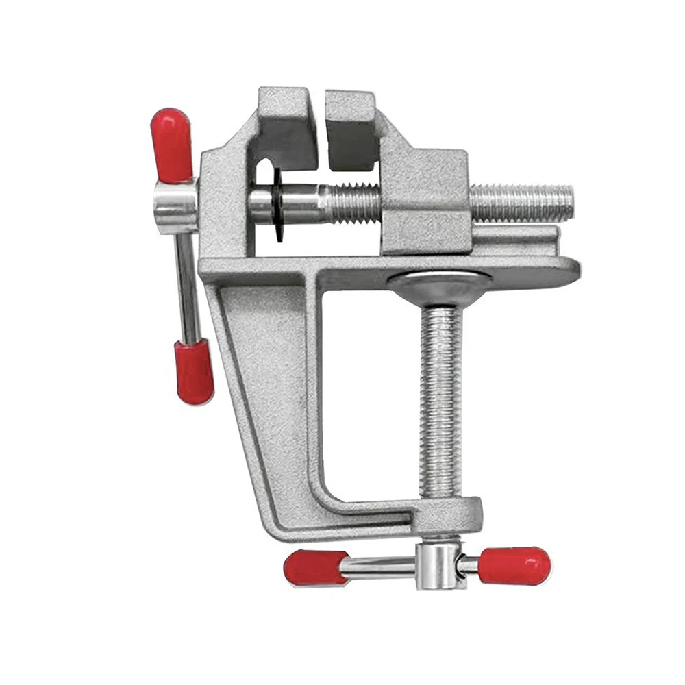 מלחציים שולחניים מיניאטוריים רב-תכליתיים 3.5 אינץ' מאלומיניום, כלי עבודה שטוח לתכשיטנים, תחביבים, הניתן להרכבה על שולחן