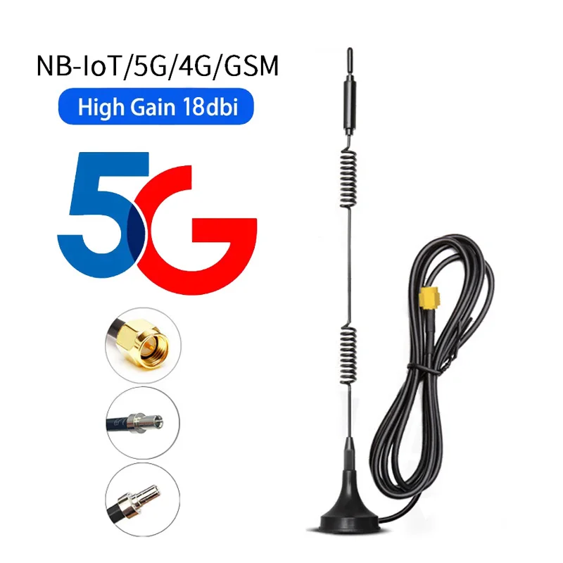 GSM 4G 5G Magnetic Antenna 600-6000Mhz 18dBi SMA Male with 1.5M 3M Cable 2.4G Wifi Aerial for Modem Wireless Router